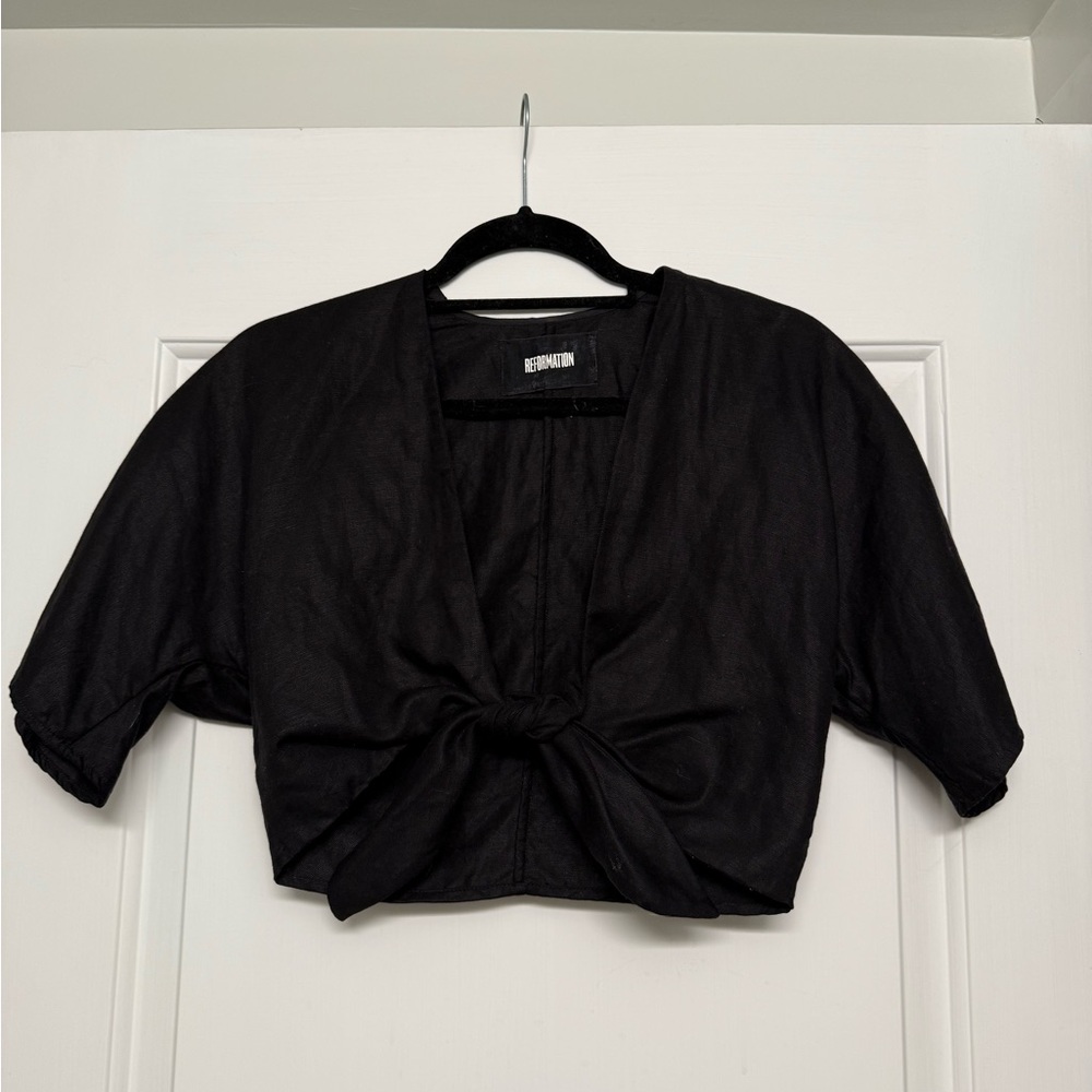 Reformation linen tie front top